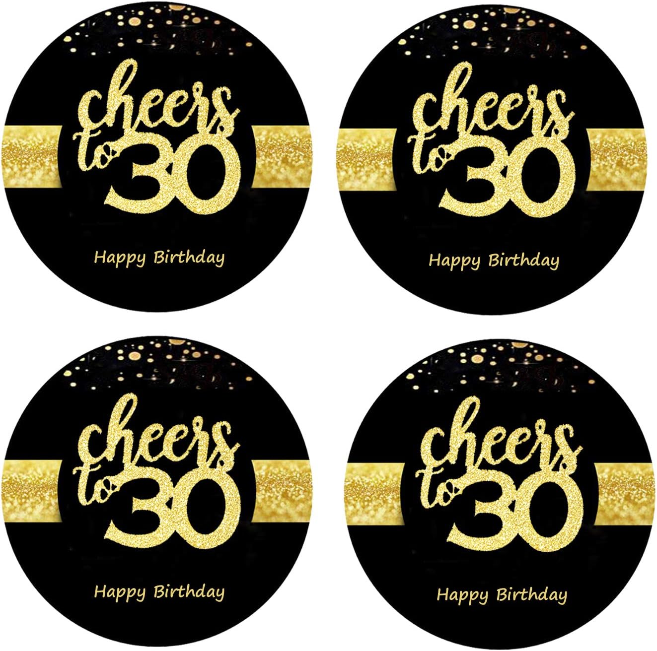 Sumerk 48 PCS Cheers to 30 Stickers - Large Bottle Stickers & Card Seals - 2 INCHES Round Happy Birthday Party Favors