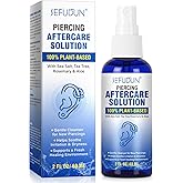 Piercing Aftercare Spray, Saline Spray for Piercings Cleaner for Ear, Belly & Nose - Gently Cleanses - Soothing & Gentle-2 Fl