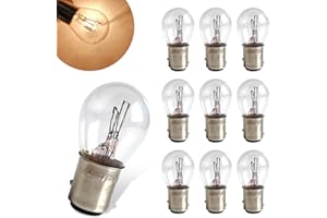Flygun 10 PCS Car 1157 P21/5W S25 BAY15D Light Bulb, Double Tail High and Low Brake Light Bulb Turn Signal Light Bulb LongerLife Replacement, Universal Halogen Brake Tail Light Parking Light (White)