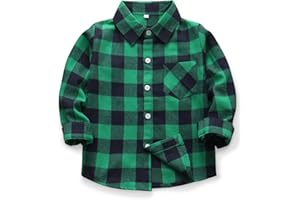 OCHENTA Little Big Boys' Girls' & Men's Plaid Flannel Button Down Shirt Family Matching Tops