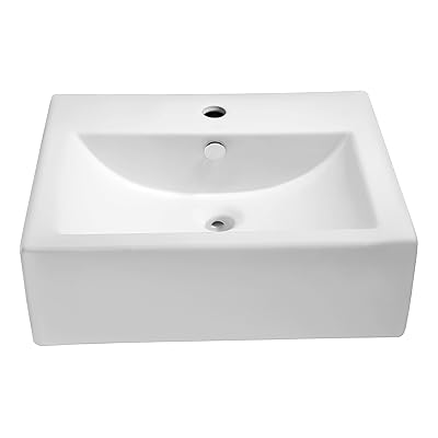 Buy Anzzi Vitruvius Polished Glossy White Ceramic Rectangular Vessel Sink For Bathroom Overflow Built In Vitreous Porcelain Single Bowl Bathroom Sink Above Counter Top Ls Az116 Online In Turkey B07b9h3j16