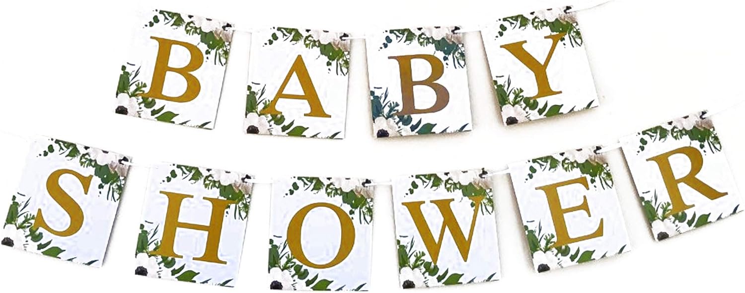 Baby Shower Unisex 24pcs Decoration Bundle Sage Green Gold, Neutral Gender Reveal Banner Garland, Bunting, Confetti - Image 3
