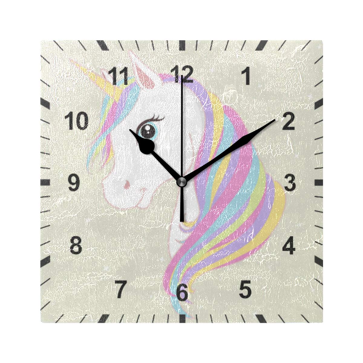ISAOA Non Ticking Silent Wall Clock,Pink Unicorn Softe Color Wall Clock Art Decor for the Dining Room,Living Room,Bedroom,Office,School