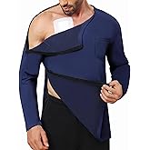 Fleece Lined Men's Post Shoulder Surgery Recovery Shirt Full Snap Tear Away Long Sleeve Chemo Port Access Adaptive Clohting