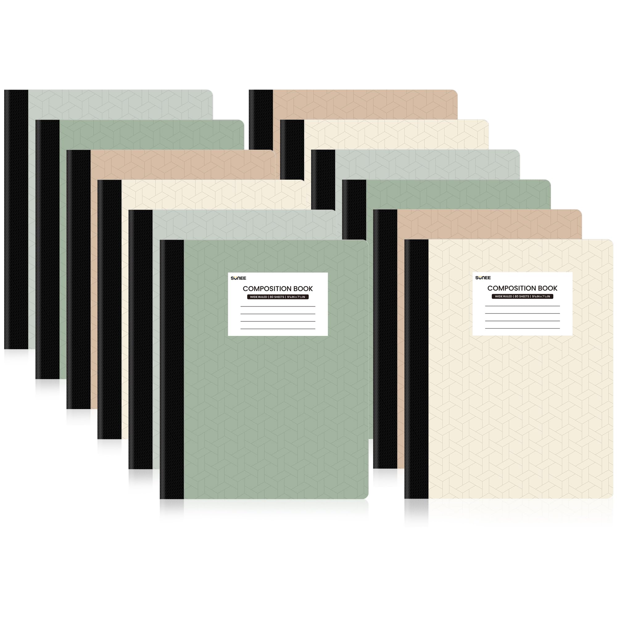 Photo 1 of SUNEE Composition Notebooks - Wide Ruled Paper, 12 Pack Composition Book, 9 3/4" x 7 1/2", 80 Sheets/160 Pages, Assorted Morandi Colors, School & Office Supplies