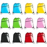 CODOBON Lightweight Drawstring Backpack with 2 Compartments – Holds 14" Laptop & Shoes | Foldable to Phone Size, Zip Pocket with Cable Port for Gym, Travel (12, Multi-6-Color-12)
