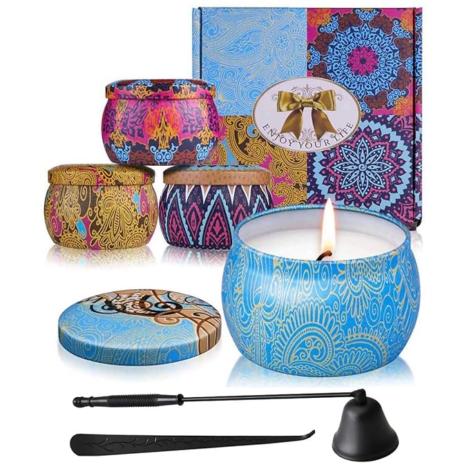 Scented Candles Gift Set 4 Flavors Aromatherapy Natural Soy Wax Candle