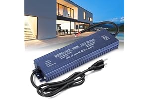 LED Driver 12V, BRIMETI LED Power Supply 150W Waterproof IP67 Transformer Adapter 110V AC to 12V DC Converter Low Voltage Output with 3-Prong Plug 3.3 Feet Cable for Outdoor LED Light Strip, 12,5 Amp