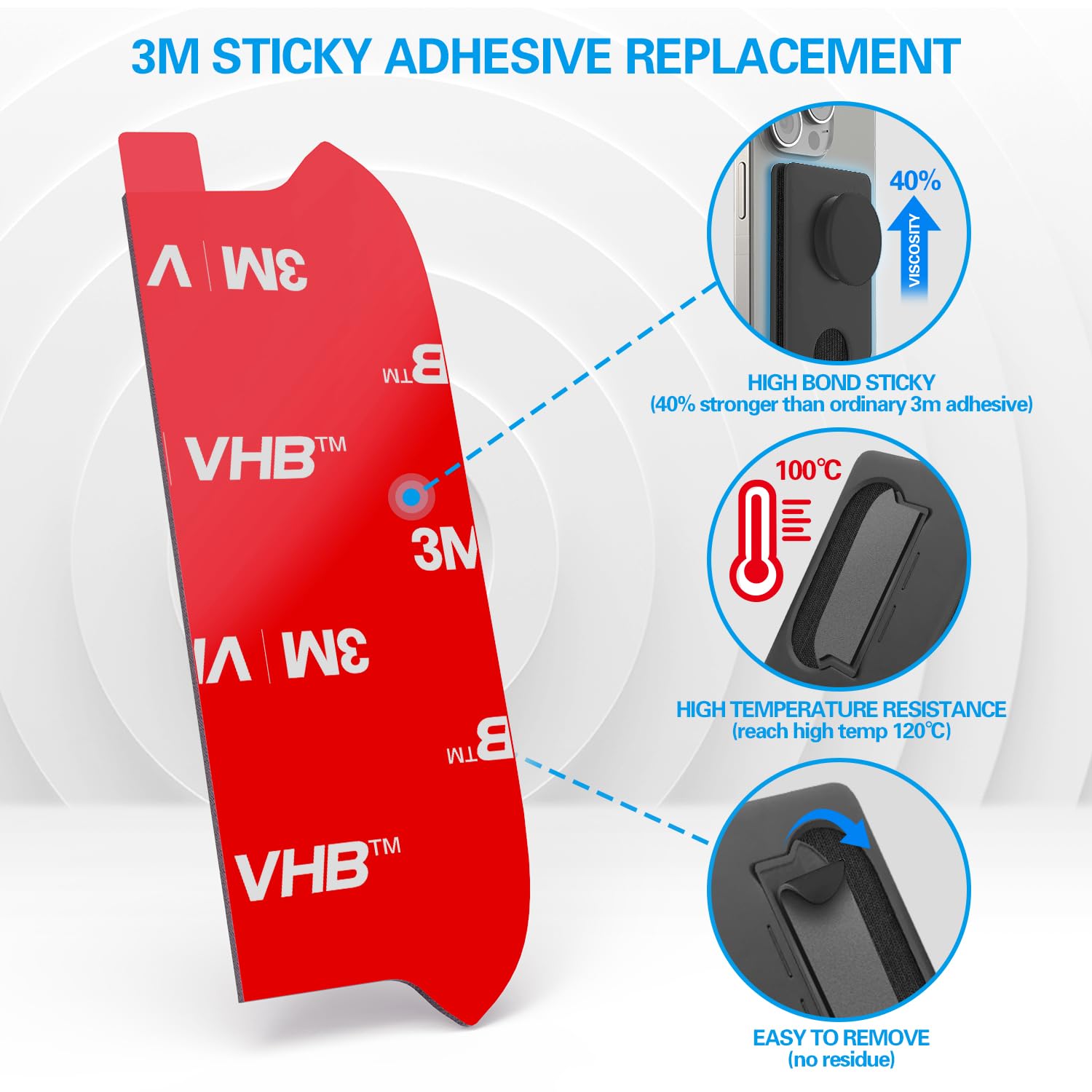 pop-tech 3M Sticky Pads Replacement for Socket Wallet Base,6pcs 3M VHB Double Sided Mounting Tape for PopWallet Grip, Adhesive Sticker for Socket Card Holder iPhone, Phone Wallet & Wallet Socket