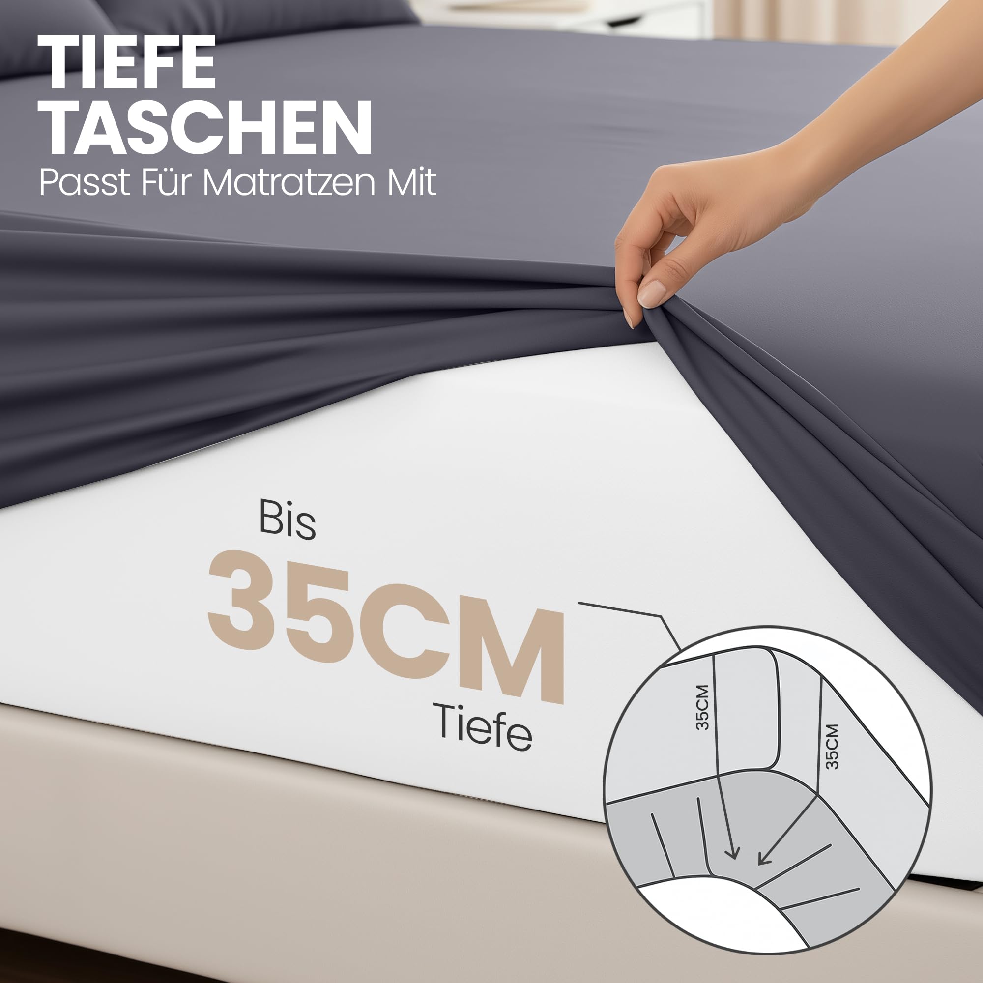 Utopia Bedding - 2er Set Spannbettlaken 90x200cm - Grau - Gebürstete Mikrofaser Spannbetttuch - 35 cm Tiefe Tasche 4