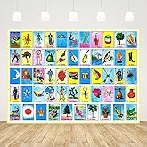 Ticuenicoa 7x5ft Loteria Cards Backdrop Mexican Fiesta Party Birthday Theme Mexico Loteria Cards Photography Background for Adult Portrait Kids Bday Supplies Fiesta Decorations Wall Decor Photoshoot