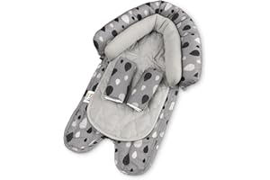 TRAVEL BUG GoldBug Baby & Toddler 2-in-1 Car Seat Head Support + Strap Covers - Raindrop