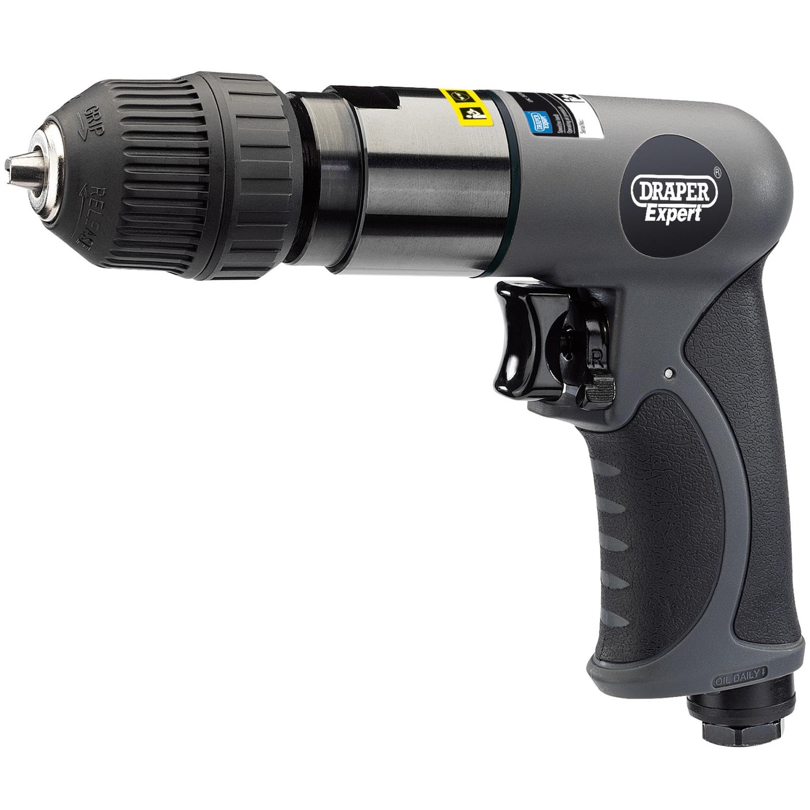 Draper 14258 Composite Body Soft Grip Reversible Air Drill with 10mm Keyless Chuck, 3/8" Drive