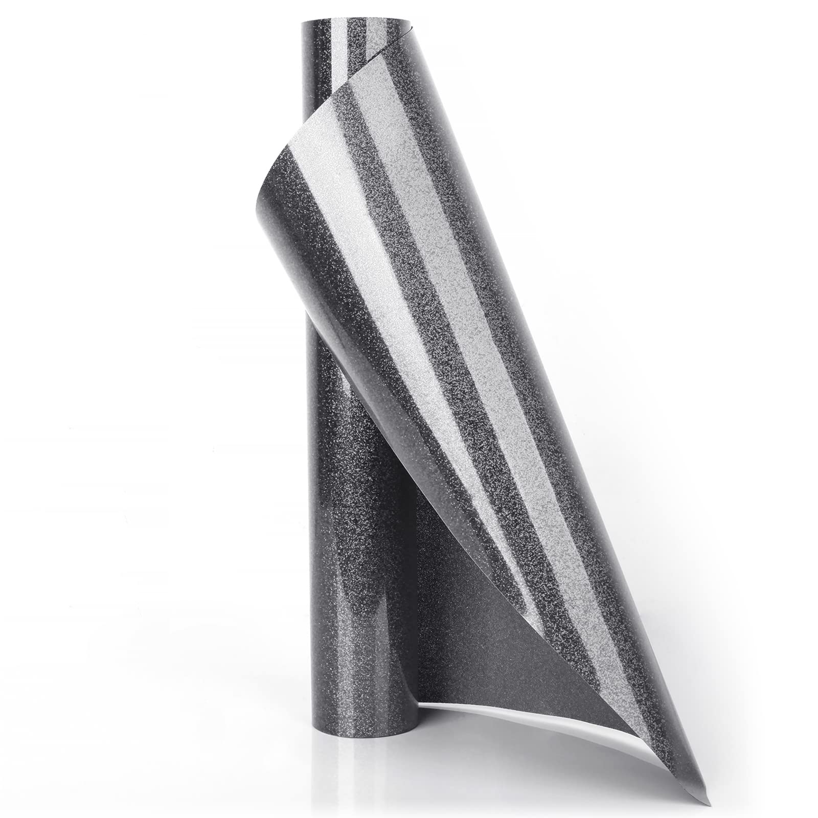 YURROAD Black Glitter Iron On Vinyl HTV, 40" x 12" Heat Transfer Vinyl for Clothes and Fabric