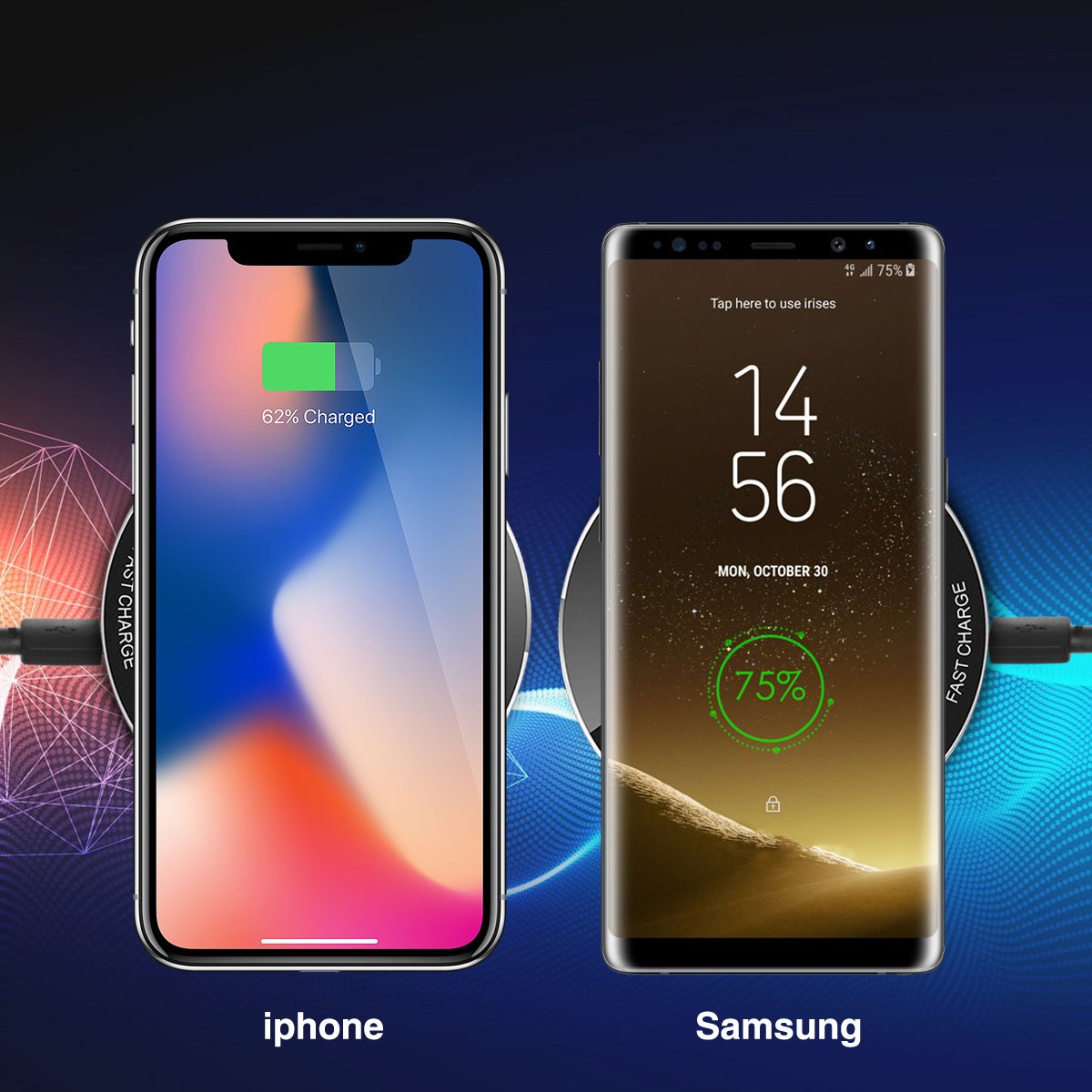 (10W Fast) Wireless Charger, Posiveek Qi-Certified Fast Wireless Charging Pad for iPhone 8/8 Plus, iPhone X, Samsung Galaxy S9/S9+/ S8/S8+ S7/S7 and All QI-Enabled Devices