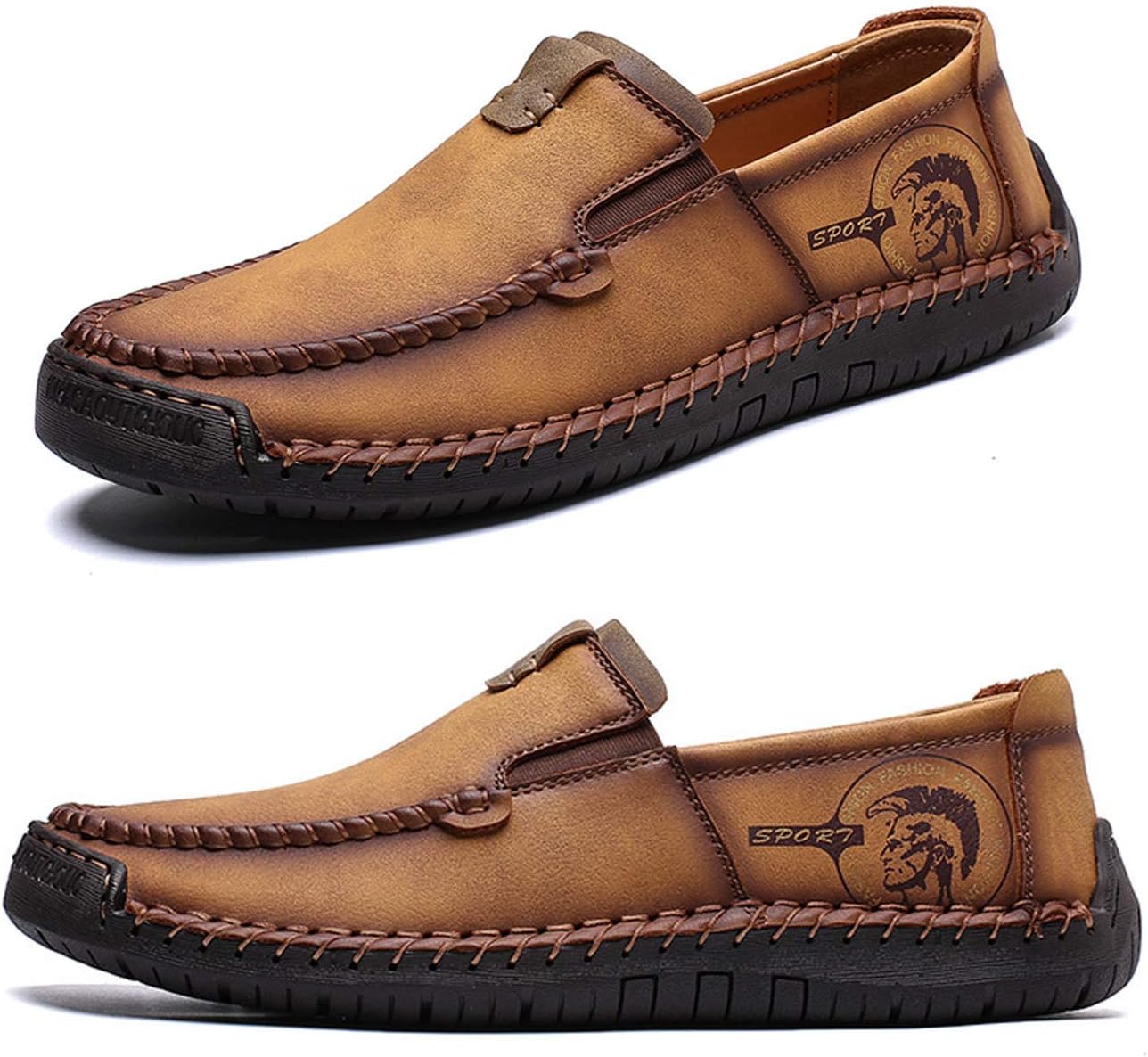 Men's Casual Leather Loafer Breathable Driving Boat Shoes Lightweight Slip On Flats Walking Sneakers
