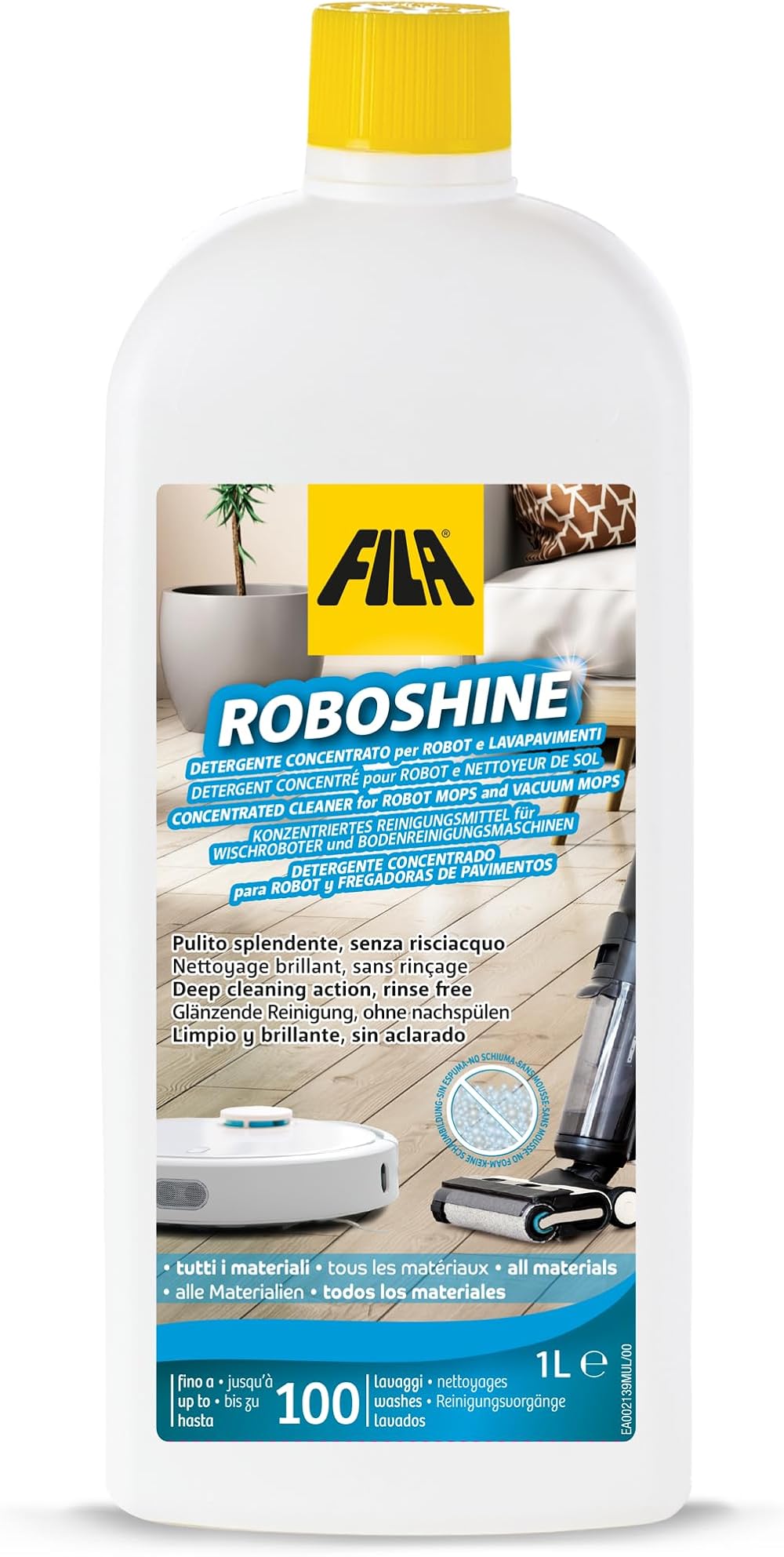 FILA Surface Care ROBOSHINE Detergent for Robot Vacuum 1L Up to 100 washes