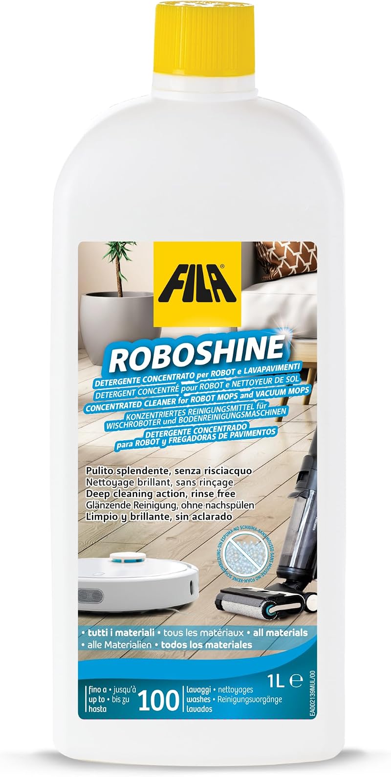 FILA Surface Care ROBOSHINE Detergent for Robot Vacuum 1L Up to 100 washes