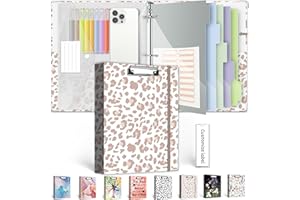 3 Ring Binder 1 Inch for 8.5"x11" Paper, Three Ring Binders with Clipboard, 5 Dividers with Tabs and Pockets, Transparent Fol