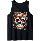 Beautiful Floral Decoration Sugar Skull Dia De Los Muertos Tank Top