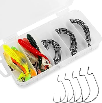 Amazon バンホンシュン 釣り針 収納ボックス付き100点 釣りフック2 1 1 0 2 0 3 0 105モデル高炭素鋼スムース収納ボックス付きセパレートコンパートメントソフトルアー 1 バンホンシュン フック 針