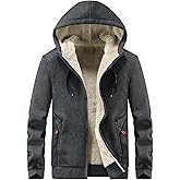 Gihuo Men's Winter Sherpa Lined Hoodie Zip Up Sweatshirt Heavyweight Warm Fleece Jacket with Pockets