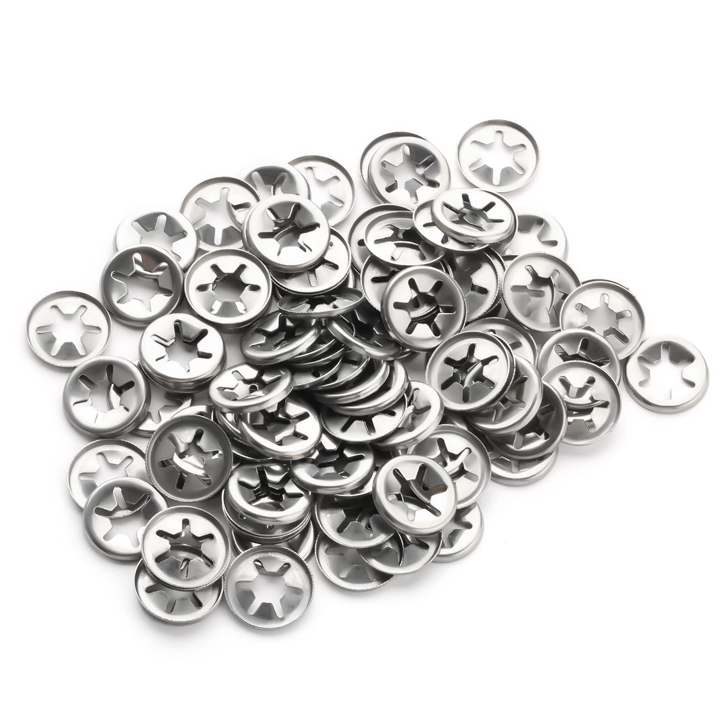 Othmro 100Pcs Starlock Washer 6mm Inner Dia 15mm Outer Dia, Push On Lock Washer Locking Washers Clips Fastener Stainless Steel Tooth Lock Washers for Machinery Equipment Industrial Production