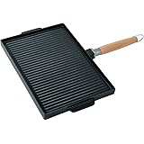 MasterPan Non-Stick Grill and Griddle Pan with Removable Handle, 15" (Innovative Series), black and Brown
