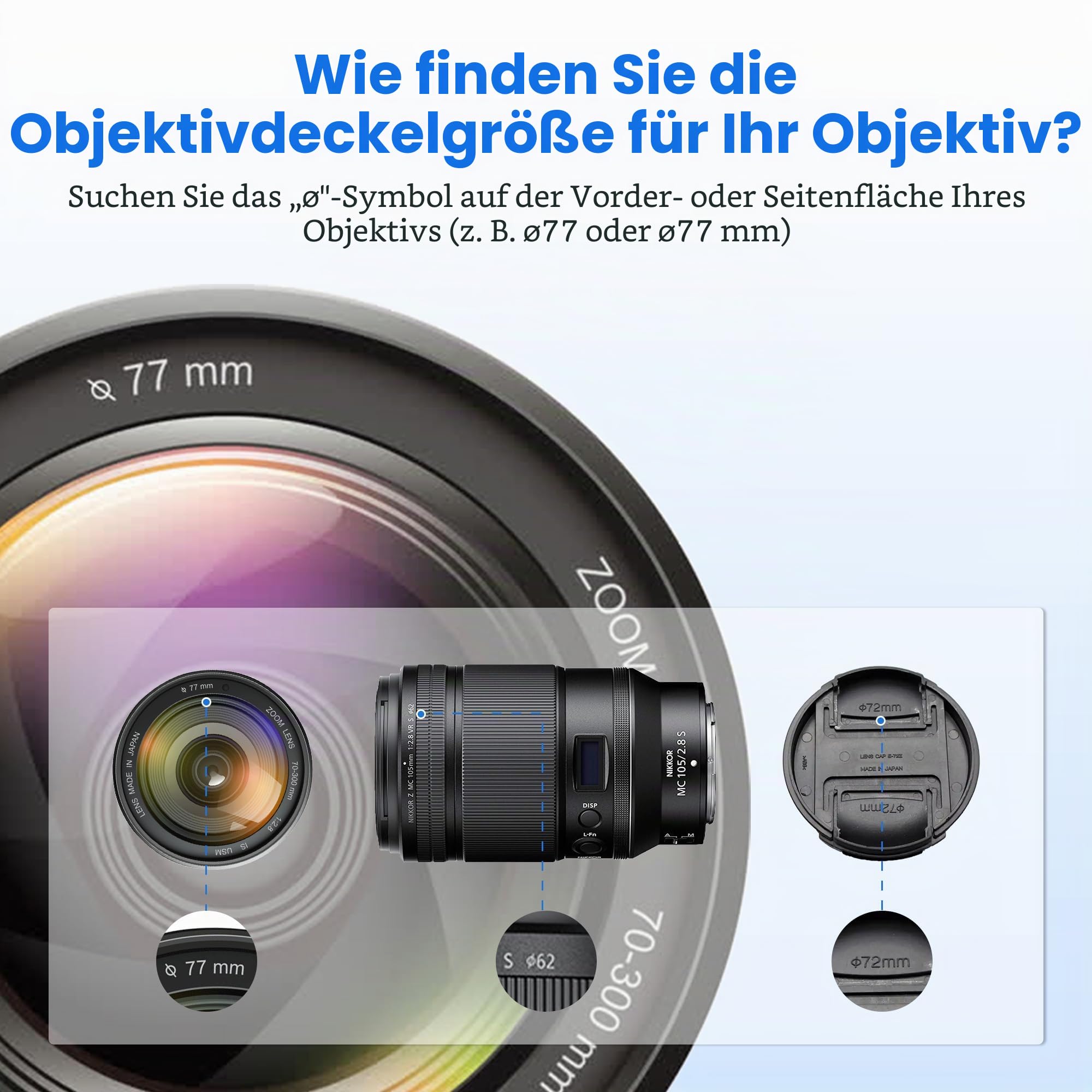 JJC 2 Stück Objektivdeckel 58mm für Canon EOS 2000D 1300D 1200D 850D 800D 760D 750D 700D 650D 600D 100D 200D 250D + 18-55mm Objektiv,Fujifilm XF 18-55mm/XC 16-50mm,Pana. Lumix 12-60mm/14-140mm 5