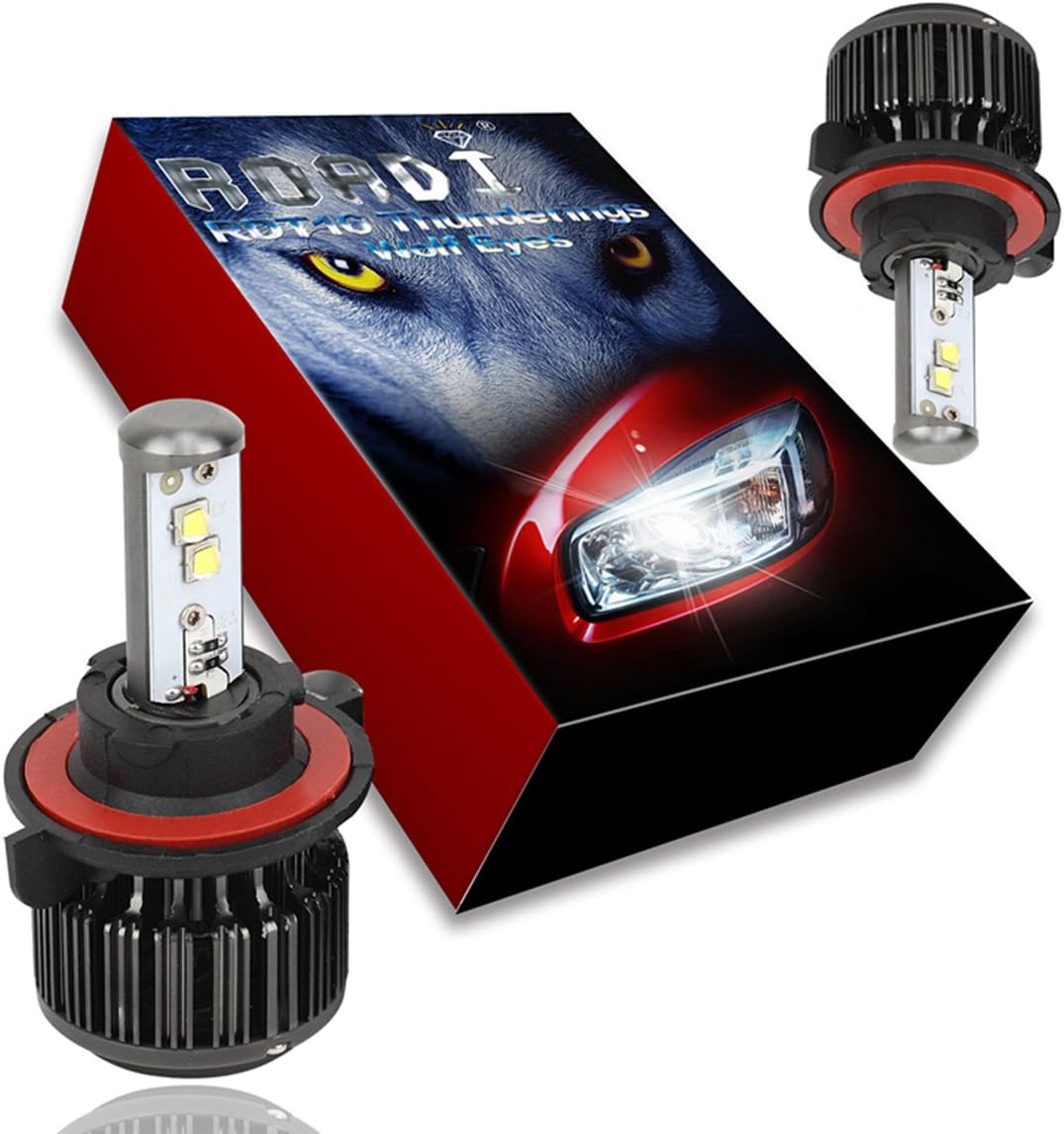 Roadi LED Headlight Bulbs Conversion Kit - All in one - 80w 9,200Lm 6000K Diamond White CREE - Thunderings Wolf Eyes - H13(9008) - 2 Yr Warranty