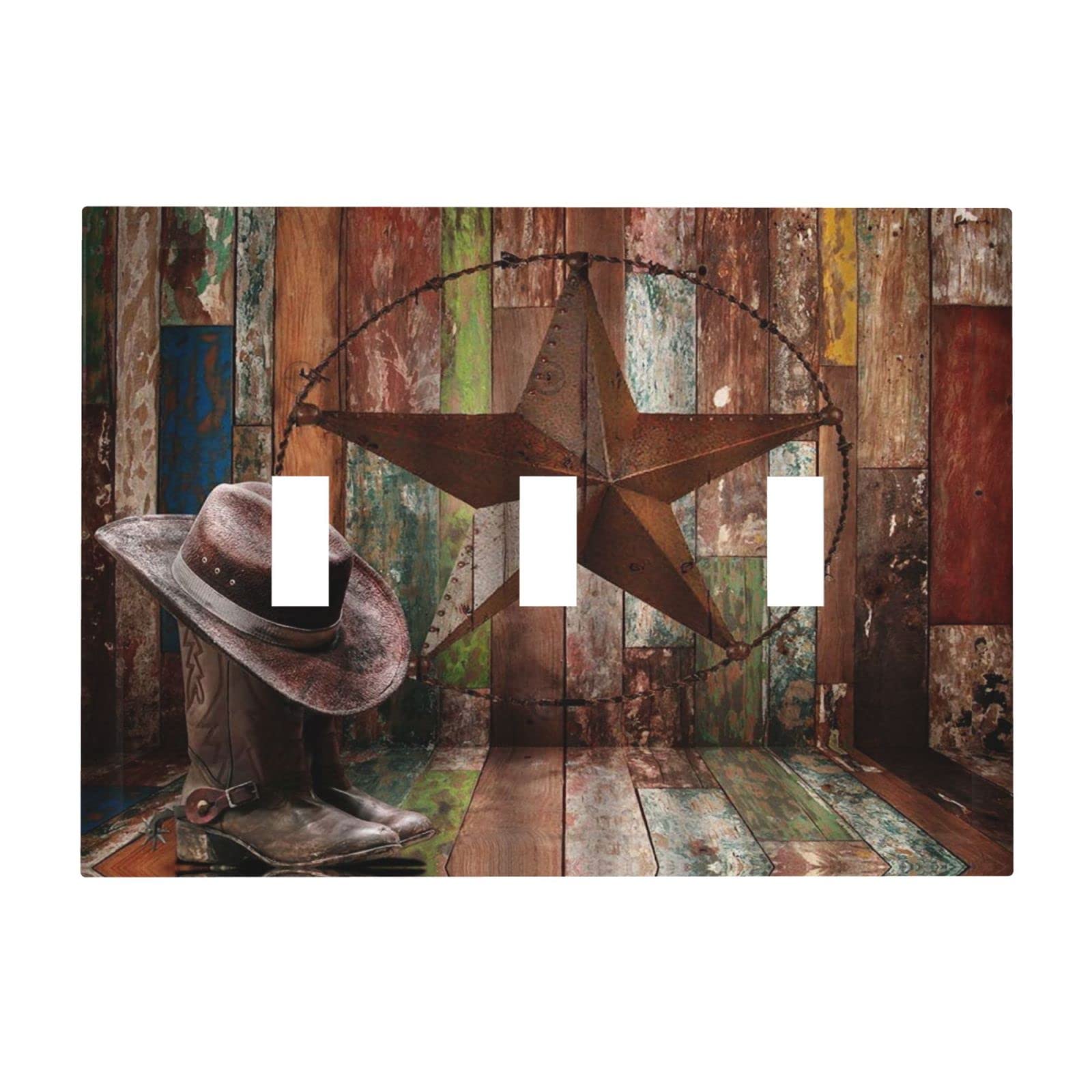 Brown Cowboy Boots Hat Horseshoe Light Switch Cover