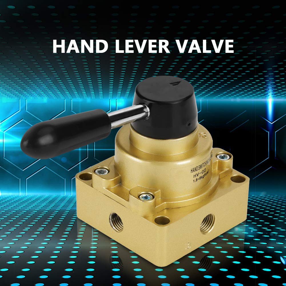 Oumefar 1/4" 3 Position 4 Way Pneumatic Valve Air Flow Control Manual Valve Aluminum with Rotating Handle Lever - Image 4