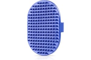 Dog bath brush, ROPO rubber massage dog shampoo brush, used for pet grooming, removing shedding fur, combing tangles and dead fur, suitable for pet dogs and cats (blue)