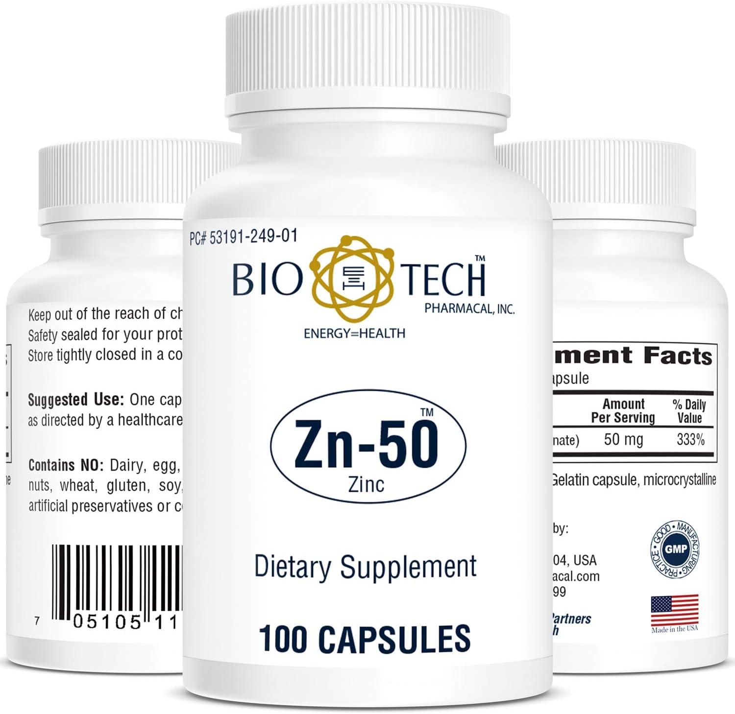 Bio-Tech Zn-50 Zinc Gluconate 50 mg 100 caps