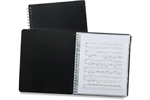 Binditek 1 Pack Sheet Music Folder, 40 Double-Sided Sleeves Display 80 Pages, 40-Pocket Binder Organizer for Letter Size, She