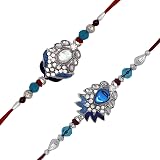 Mahi Designer Meenakari Work Rakhi Set - 4 Crystal & Pearl Rakhis For Brother (Rakshabandhan Gift) - View #11