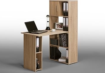 Matelpro Bureau Informatique Contemporain Avec Rangement Chene Sonoma Ylas Amazon Fr Cuisine Maison