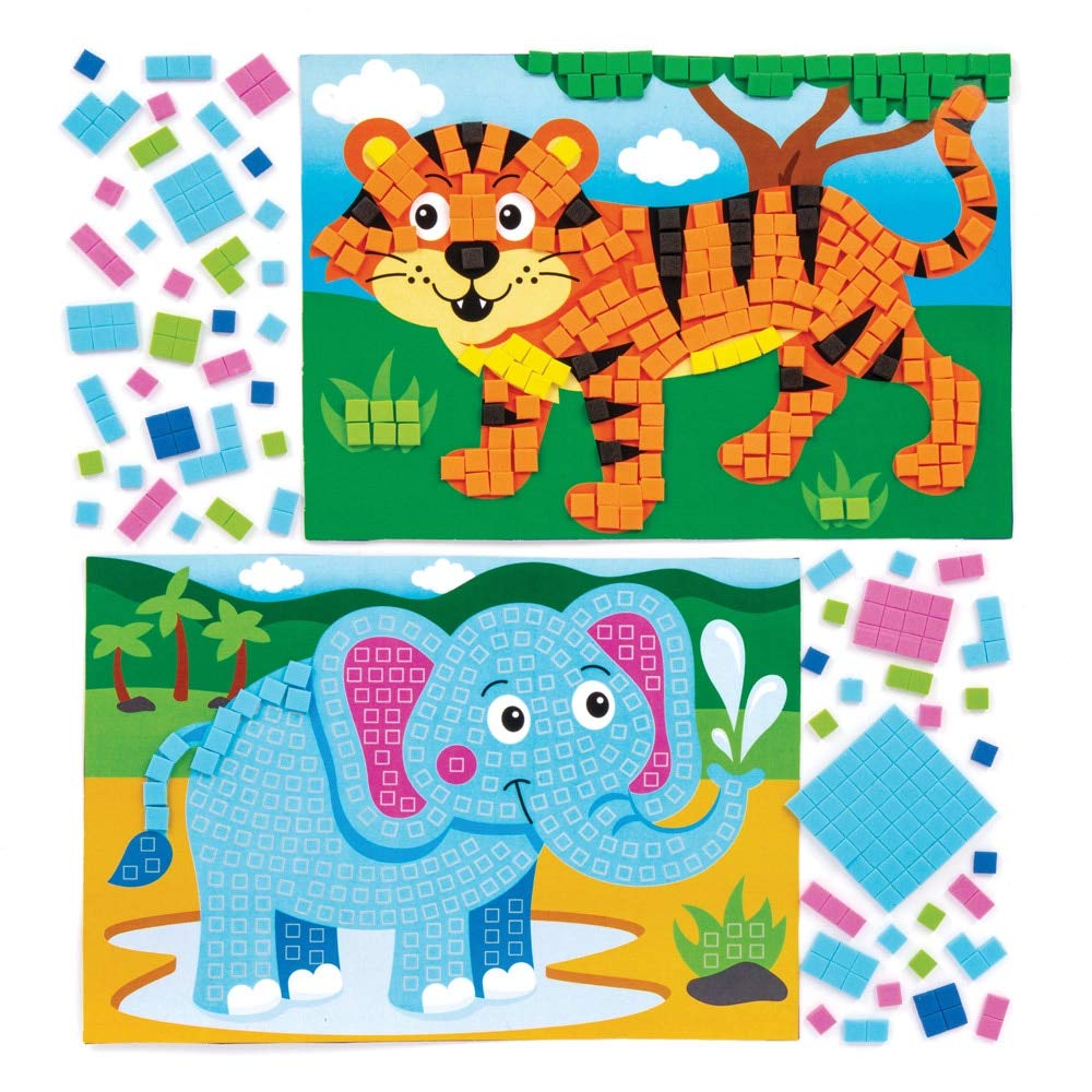 Jungle Animal Mosaic Kits (Pack of 4)