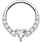 Jewseen 16G Septum Rings Clicker Septum Piercing Jewelry 316L Surgical Steel Heart Helix Daith Piercing Jewelry Daith Earring for Women Men