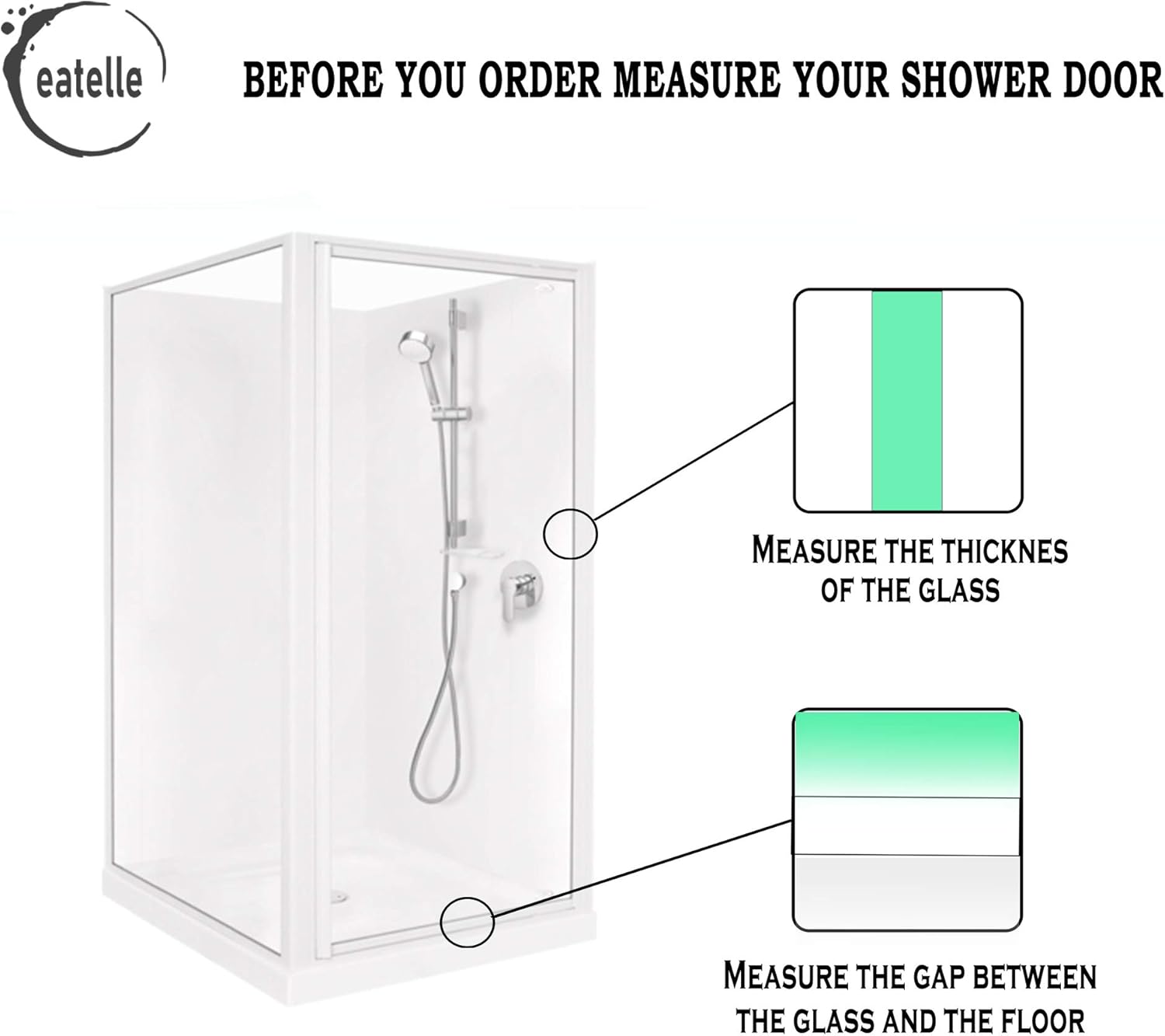 1/4 Thick 1 eatelle Frameless Ultra Clear Shower Door Bottom Seal with