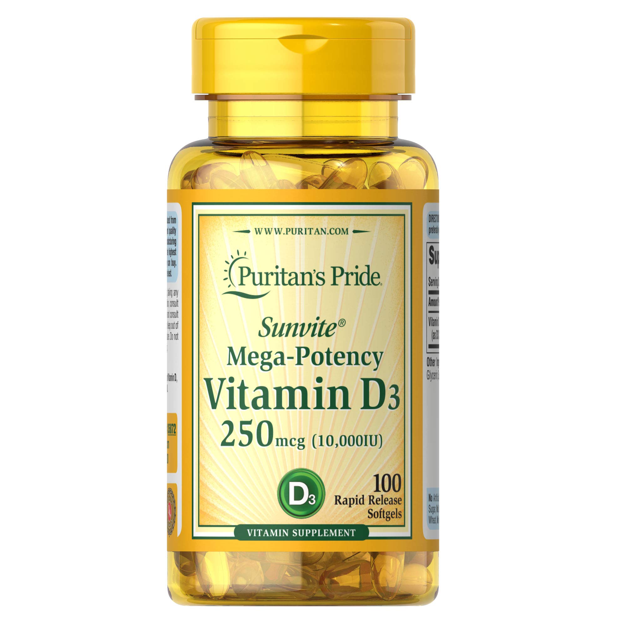 Puritans Pride Vitamin D3 10,000 IU Bolsters Immune Health, Immune System Support and Healthy