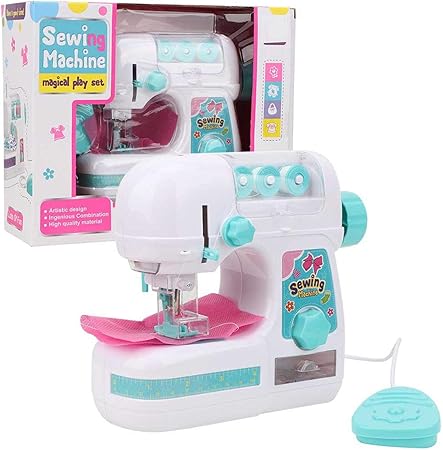 Amazon 毛糸ミシン 子供用電気ミシン ミニ電気ミシン おもちゃ電気ミシン ミシン ままごとミシンごっこ遊び ライト 針に安全カバー付き 定規 収納ボックス かわいいステッカー付き Diy 親子遊び 知育玩具 贈り物 メイキングトイ おもちゃ