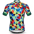 Weimostar Men's Cycling Jersey Short Sleeve Bike Clothing Multicolored Diamond