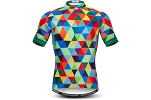 Weimostar Men's Cycling Jersey Short Sleeve Bike Clothing Multicolored Diamond