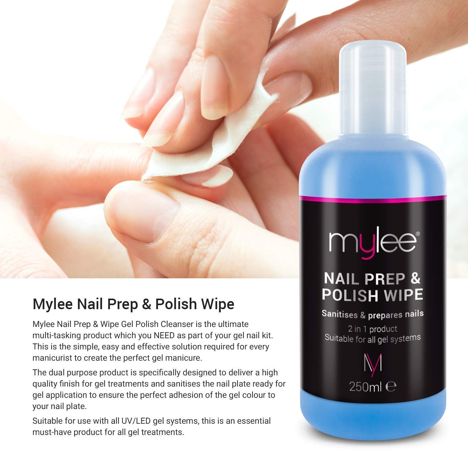 Mylee Nail Gel Polish Prep Wipe + Remover Cleanser UV LED Manicure