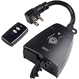 HBN Outdoor Indoor Wireless Remote Control Dual 3-Prong Outlet Weatherproof Heavy Duty 15 A Compact 2 Grounded Outlets with R