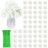 Sileasncei 104+100PCS Artificial Hydrangea Flowers with Stems+ Zip Ties,Silk Faux Hydrangea Flowers for Wedding, Home, Porch Decor Outdoor Artificial Hydrangea Heads