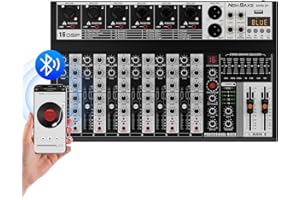 NEW BAXS Professional Audio Mixer,6 Channel Audio Interface Sound Board Mixing Console System with Monitor,16 DSP DJ Bluetooth Mixer Reverb Effect +48V Phantom For Karaoke Studio Streaming Recording