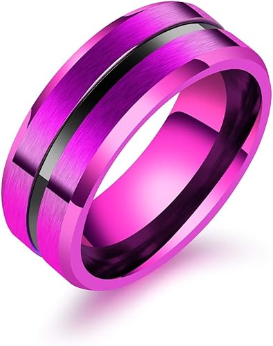 Amazon Rockyu ジュエリー ブランド メンズ リング 紫 ステンレス 人気 指輪 15号 艶消し加工 リング 通販