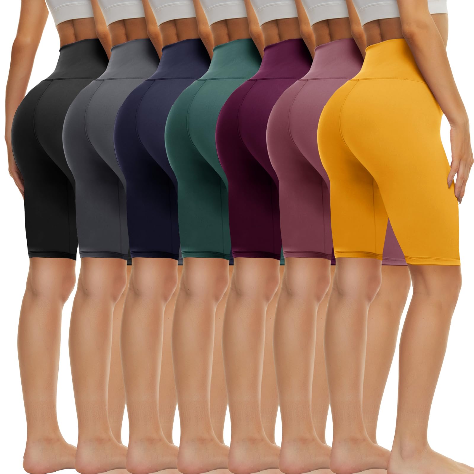 Photo 1 of TNNZEET 7 Pack Biker Shorts for Women - 5''/8''/3'' High Waisted Workout Tummy Control Spandex Gym Shorts for Yoga Athletic